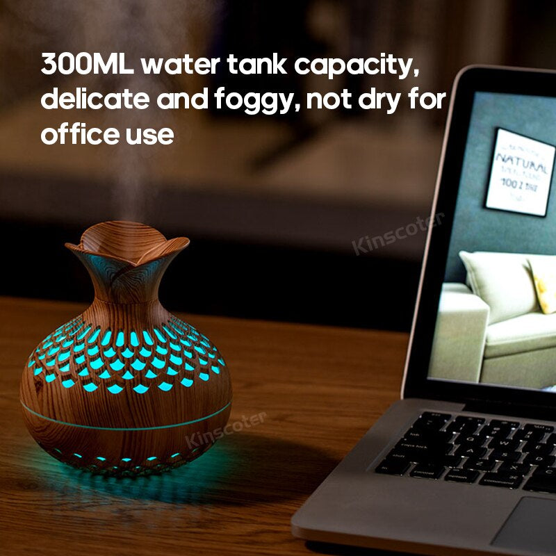 Wood Grain 300ml USB Aroma Diffuser and Humidifier - Desktop Hydrating Instrument
