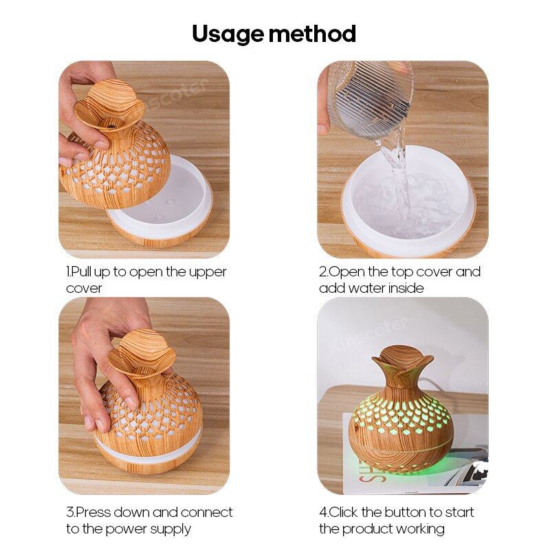 Wood Grain 300ml USB Aroma Diffuser and Humidifier - Desktop Hydrating Instrument