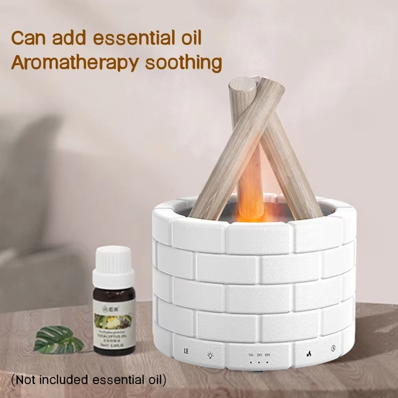 USB Flame Light Humidifier & Essential Oil Diffuser – Soothing Mist with a Cozy Bonfire Glow