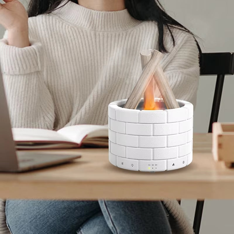 USB Flame Light Humidifier & Essential Oil Diffuser – Soothing Mist with a Cozy Bonfire Glow