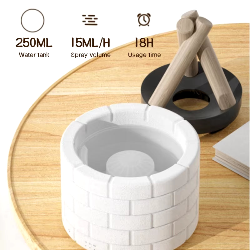 USB Flame Light Humidifier & Essential Oil Diffuser – Soothing Mist with a Cozy Bonfire Glow