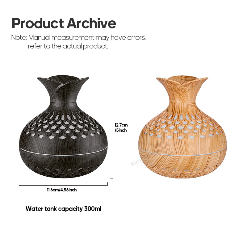 Wood Grain 300ml USB Aroma Diffuser and Humidifier - Desktop Hydrating Instrument