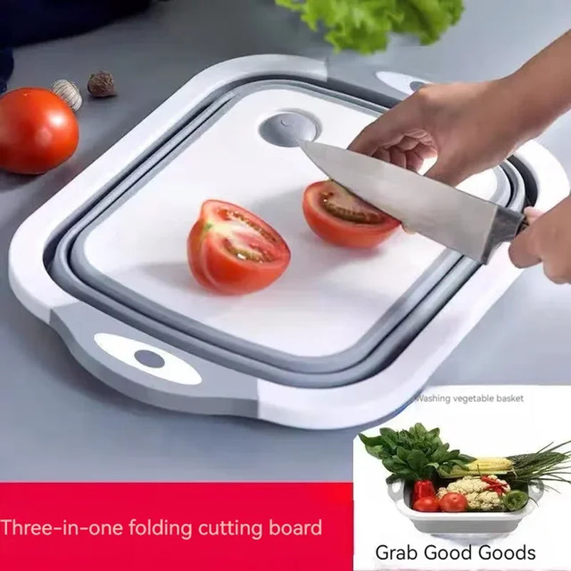 Multifunctional Folding Cutting Board with Draining Basket - Convenient and Simple Kitchen Supplies